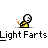 Animated contact sheet of a pixel art stick figure character with yellow body and white head, emitting orange fire effects from its rear in sequential frames showing decreasing flame intensity.
