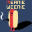 pixelated hot dog characters with changing text colors, each holding a smoking object against a dark blue background