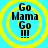 Four identical circular icons with yellow concentric rings on a cyan background, each displaying black text "Go Mama Go !!!" in stacked lines.