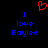 Red pixelated heart symbol above blue text reading 'I love Boylee' on black background, displayed in two identical side-by-side