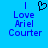 Blue background with pixelated text reading 'I Love Ariel Courter' and a black pixelated heart symbol above the text.