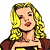 Pixelated image of a woman with blonde hair and red lips on left, green text 'Original Icons .com' on dark green background right.