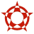 25 stylized star-shaped icons in red, orange, brown, green hues with varying line thicknesses and central cutouts