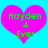 Two identical pink heart shapes on a cyan background, each containing green text reading "Hayden 4 Ever" with pixelated edges.