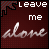 Pixelated text 'leave me alone' on dark red background with black and gray patterned border.