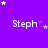 Purple background with white text 'Steph' repeated in a , surrounded by white and light purple stars in various positions