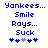 Blue pixelated text and symbols on white background, with two identical frames showing sequential animation changes in the bottom