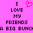 Pixelated text on bright pink background with a single pixel-art heart symbol replacing the word 'LOVE' in one instance.