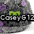 A static buddy icon featuring a gray rocky texture with purple accents and green text reading 'CaseyG12' overlaid on the left side.