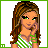 Pixel art contact sheet showing a female character in green and white striped crop top, light blue jeans, and brown hair across multiple frames with partial text elements.
