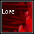 Pixelated red and dark red scene with a figure holding a heart, text 'Love' visible on left frame.