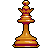 Pixelated chess queen icon with gold and maroon coloring, standing upright against a solid gray background.