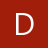 A white capital letter D with a thin outline on a solid red background, rendered in low-resolution pixel art style.