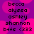 Pixelated text list on purple background with pink circular shapes, showing names and 'bffs <333' in black font.
