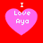 Four pink heart-shaped icons with white text "I Love Aya" on a red background, arranged in a