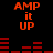 Red and orange pixelated text and bar graphs on a black background, with 'AMP it UP' text and bar graph elements shifting positions across frames.