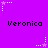 Purple background with repeated 'Veronica' text and pixelated star animations in white and light purple.