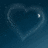 A heart-shaped outline with a small white square in the upper right corner, displayed on a blue gradient background.