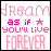 Animated pink text on white background reads 'dream as if you'll live forever' with sequential color shifts in the word 'FOREVER'.