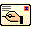 Pixelated hand holding a pen drawing a line on a dotted paper background with blue square in top-right corner.