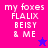 Pixelated text and star symbols on a split-color background with animation changes.