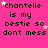 Pixelated text on a bright pink background with scattered white and light pink stars, repeating 'chantelle is my bestie so dont mess' across multiple
