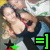 Pixelated image of a person with dark hair and red eyewear holding an object, next to green terminal-style symbols on black background.