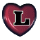 Animated sequence of a red heart-shaped icon with a black 'L' letter, showing rotation and partial visibility changes across frames.