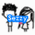 Two pixelated characters with text overlays; one pair shows 'Sezzy' in blue, another displays 'Has' in green on a starry background.