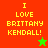 A split-screen pixel art image with four quadrants displaying 'I LOVE BRITTANY KENDALL!' text and colored stars.