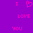 Pixelated text and heart symbol on purple background, with 'I' above heart, 'LOVE' below heart, and 'YOU' below 'LOVE' in pink.