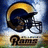 A pixelated image of a football helmet with 'Rams' text below it, set against a cloudy sky background.