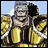 Pixelated character in golden armor with silver accents, standing against a blue sky and yellow background, next to black text reading "Anime IM" and "com".