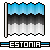 Pixelated flag with blue, black, and white horizontal stripes; four identical flag icons arranged in a with 'ESTONIA' text banners below each