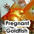 A four- of pixelated icons with text labels: top-left shows a pregnant goldfish, top-right a golden frog, bottom-left 'Make Liana Marchese' on yellow, bottom-right empty