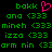 Green pixelated text on black background with pink heart symbol above 'bakk' in top , repeated across five of stylized words and numbers