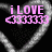 Pixelated heart outline with pink text 'i LOVE' and arrow symbols on top left, 'U' on top right, and 'Schuyler 4 EVER!!!' at bottom left.