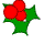 Green holly leaves with red berries in various configurations, some showing text reading "Meet Me Under the Mistletoe".