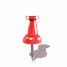 Red pushpin with metallic stem in four distinct poses against white background, each showing different angles and shadows.