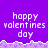 Pixelated text 'happy valentines day' repeated across a purple background with light purple decorative border.