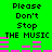 Green background with black text reading 'Please Don't Stop THE MUSIC' and pink audio equalizer bars that change shape across frames.