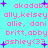 Pixelated text list of names and emoticons on cyan background with purple star accents, animated by subtle color shifts in text and stars.