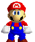Pixelated Mario character in red cap with white 'M', blue overalls, and white gloves across multiple poses.