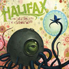 A static digital illustration featuring a large dark gray spherical creature with a single green eye and multiple black tentacles, set against a patterned background with the word 'HALIFAX' in green text.