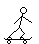 Pixelated stick figure performing skateboard tricks across six with varying board positions and body poses