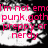Pixelated image with pink text on black and white background, featuring crossed bones and a skull-like shape.