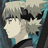 Pixelated static image of a character with light-colored hair and dark clothing against a blue-gray background.