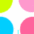 Pixelated of colored circles with cyan text overlays on a white background, featuring partial names "I LOVE" and "CONNOR"