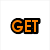 Orange text 'GET ME A WHOPPER' appears above a pixelated burger image with visible lettuce, tomato, and bun layers.