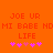 Pixelated orange background with red text and pink hearts, showing two identical side-by-side layouts of 'JOE UR MI BABE NDMI LIFE' above five pink heart icons.